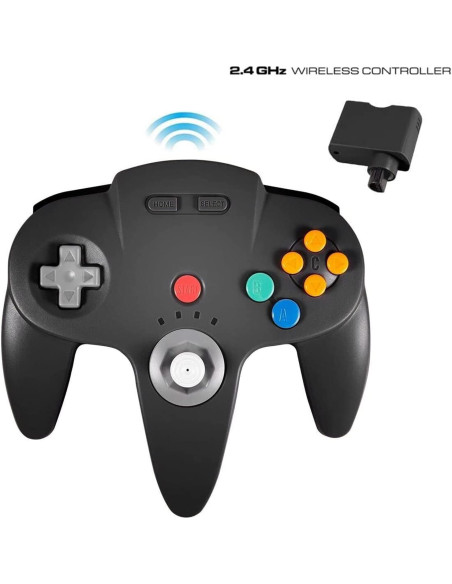 Controlador Inalámbrico KIWITATA para N64 Negro - Joystick Recargable