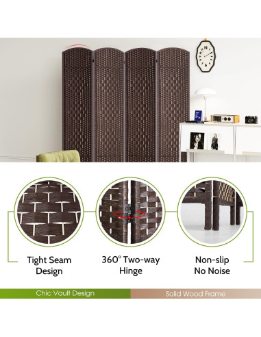 Divisor de Habitaciones Plegable FDW 4 Paneles Madera 180x180 cm