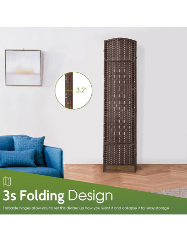 Divisor de Habitaciones Plegable FDW 4 Paneles Madera 180x180 cm