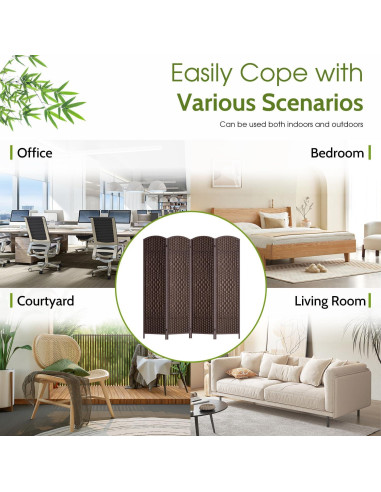 Divisor de Habitaciones Plegable FDW 4 Paneles Madera 180x180 cm