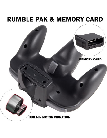 Controlador Inalámbrico KIWITATA para N64 Negro - Joystick Recargable