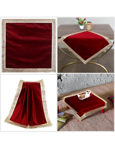 Mantel Cuadrado de Terciopelo Rojo Indian Consigners 61x61 cm