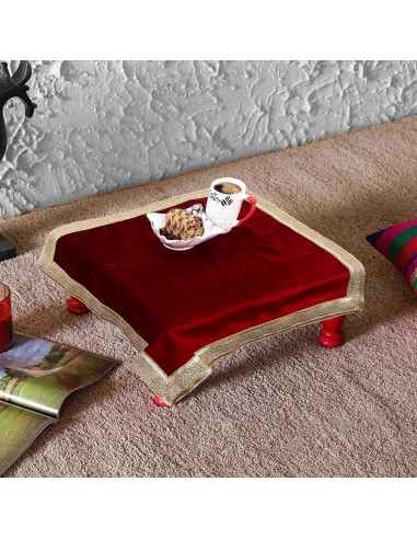 Mantel Cuadrado de Terciopelo Rojo Indian Consigners 61x61 cm