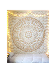 Tapiz Colgante de Pared Raajsee Algodón 132x152 cm Ombre Dorado