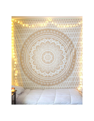 Tapiz Colgante de Pared Raajsee Algodón 132x152 cm Ombre Dorado