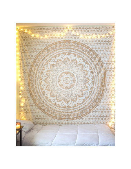 Tapiz Colgante de Pared Raajsee Algodón 132x152 cm Ombre Dorado