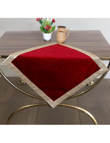Mantel Cuadrado de Terciopelo Rojo Indian Consigners 61x61 cm