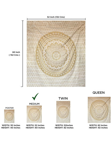 Tapiz Colgante de Pared Raajsee Algodón 132x152 cm Ombre Dorado