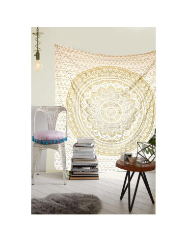 Tapiz Colgante de Pared Raajsee Algodón 132x152 cm Ombre Dorado