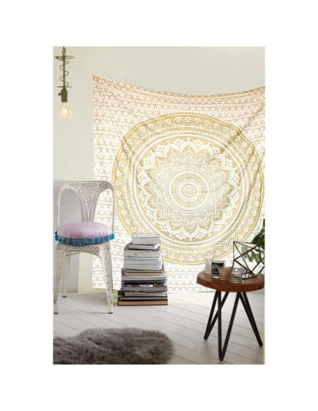 Tapiz Colgante de Pared Raajsee Algodón 132x152 cm Ombre Dorado