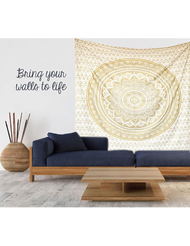 Tapiz Colgante de Pared Raajsee Algodón 132x152 cm Ombre Dorado