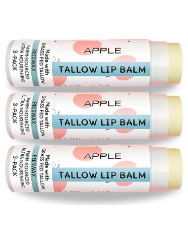 Bálsamo Labial Cattle Creek - Orgánico, Hidratación Duradera, Manzana, Paquete de 3