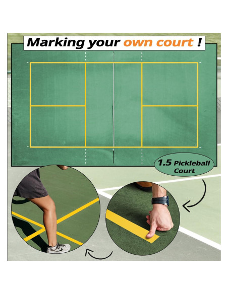 Cinta de Pickleball Antideslizante Lomccian 5.08cm x 91.44m