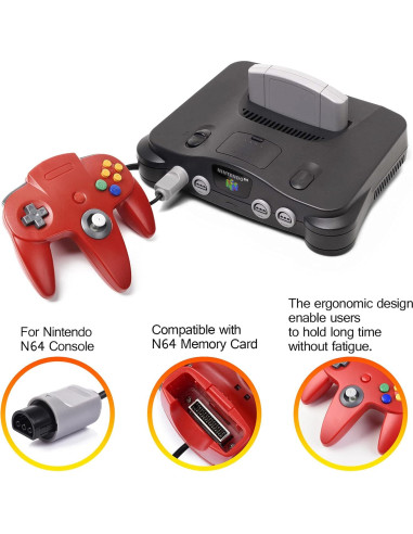 Controlador N64 Miadore 4 Pack Joystick Mejorado 1.83m