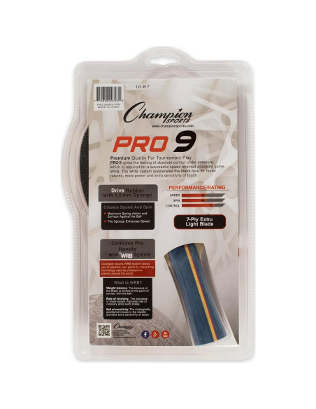 Paleta de Tenis de Mesa Champion Sports PN9 1.5mm Control 4-4-7
