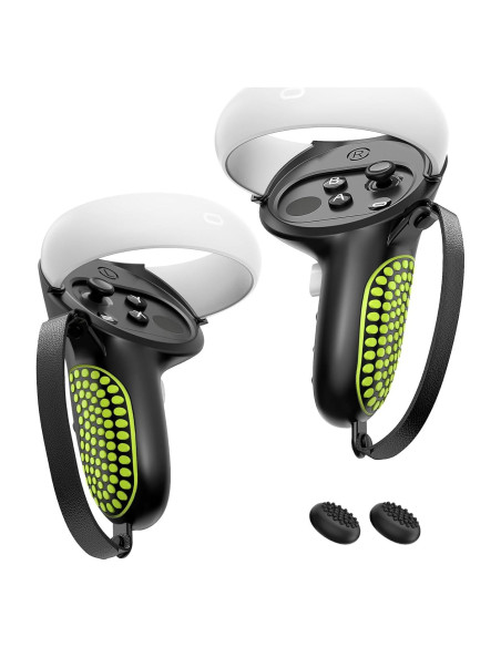 Agarraderas AMZDM para Controladores Meta Quest 2 VR Negro y Verde