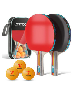 Juego de palas de ping pong Lostook LST-PPQP-k01-03 con estuche