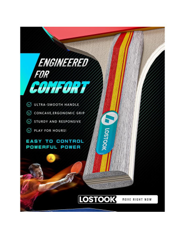 Juego de palas de ping pong Lostook LST-PPQP-k01-03 con estuche