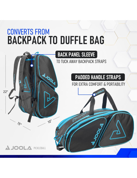 Bolsa de Pickleball JOOLA Tour Elite - Mochila y Duffle 4+ Palas