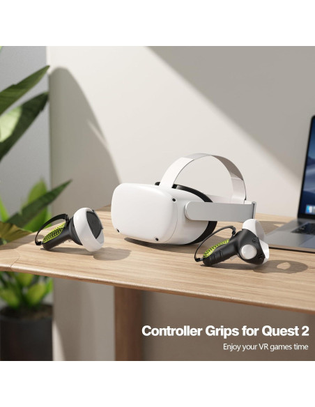 Agarraderas AMZDM para Controladores Meta Quest 2 VR Negro y Verde