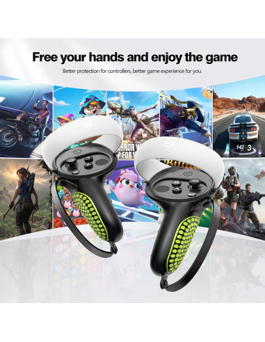 Agarraderas AMZDM para Controladores Meta Quest 2 VR Negro y Verde