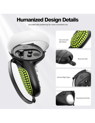 Agarraderas AMZDM para Controladores Meta Quest 2 VR Negro y Verde