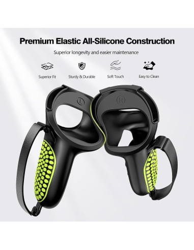 Agarraderas AMZDM para Controladores Meta Quest 2 VR Negro y Verde