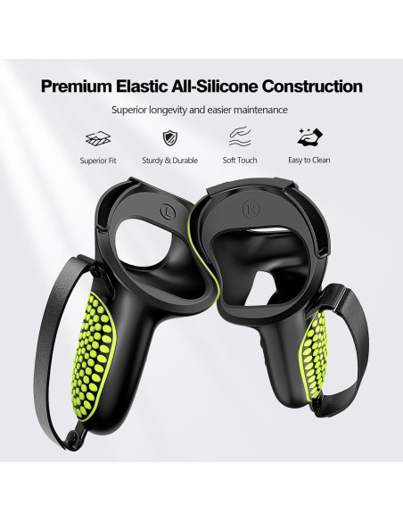 Agarraderas AMZDM para Controladores Meta Quest 2 VR Negro y Verde