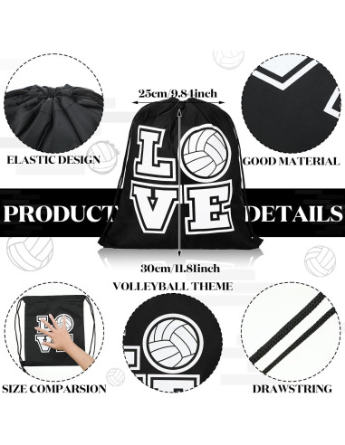 24 Bolsas Deportivas Cinch Tanlade para Fiesta Voleibol 25x30cm