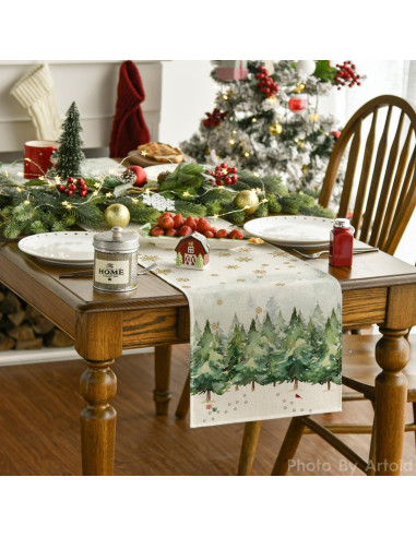 Corredor de Mesa Artoid Mode Verde 33x183 cm Decoración Navidad