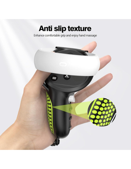 Agarraderas AMZDM para Controladores Meta Quest 2 VR Negro y Verde