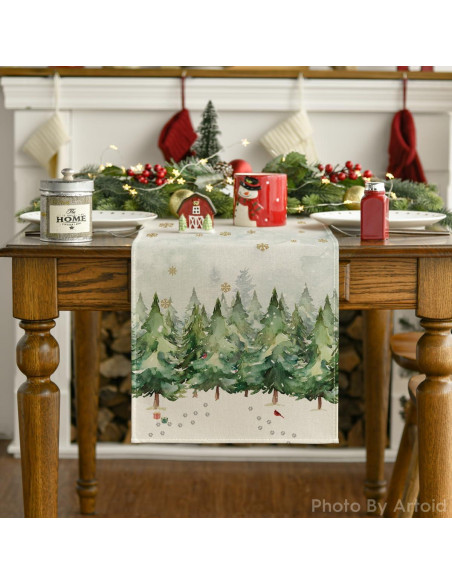 Corredor de Mesa Artoid Mode Verde 33x183 cm Decoración Navidad