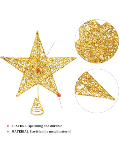 Adorno de Estrella Dorada para Árbol de Navidad 20 cm Hoslipoper