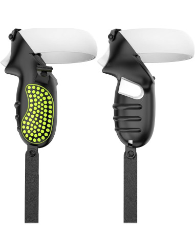 Agarraderas AMZDM para Controladores Meta Quest 2 VR Negro y Verde