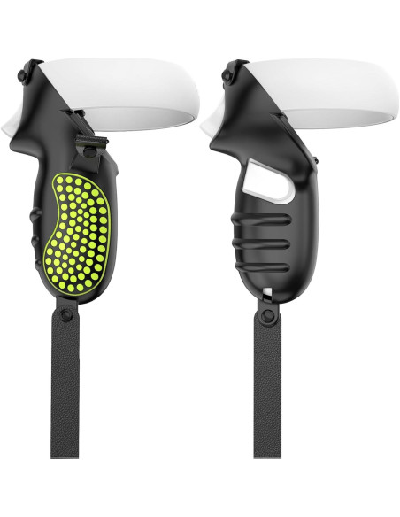 Agarraderas AMZDM para Controladores Meta Quest 2 VR Negro y Verde