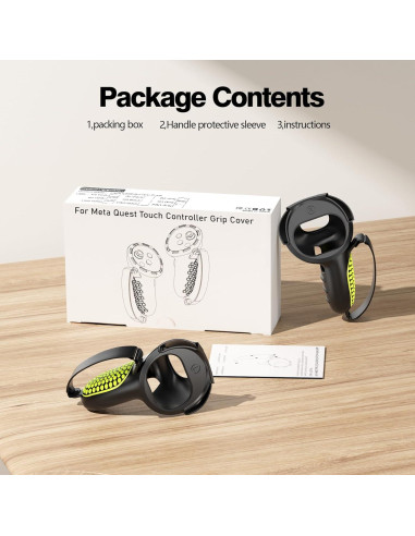 Agarraderas AMZDM para Controladores Meta Quest 2 VR Negro y Verde