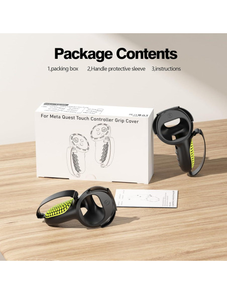 Agarraderas AMZDM para Controladores Meta Quest 2 VR Negro y Verde