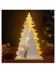 Decoración de Mesa de Navidad Moucuny Reno 34.9 cm Madera Blanca