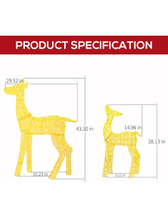 Set de Renos 3D Iluminados Hykolity para Exterior - 2 Piezas 2