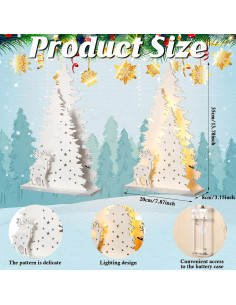 Decoración de Mesa de Navidad Moucuny Reno 34.9 cm Madera Blanca 2