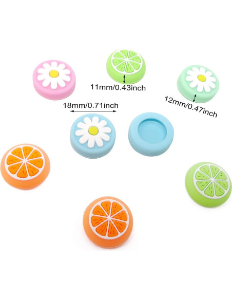 Tapas de Agarre Silicona Honbay 16PCS Joy-Con Limón y Flor