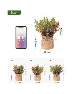 Flores Artificiales Navideñas Velener - 3 Ramas de Pino con Berries 2