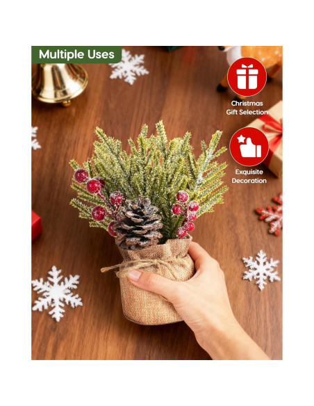 Flores Artificiales Navideñas Velener - 3 Ramas de Pino con Berries