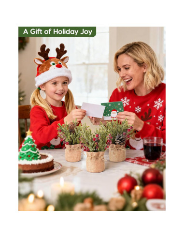 Flores Artificiales Navideñas Velener - 3 Ramas de Pino con Berries