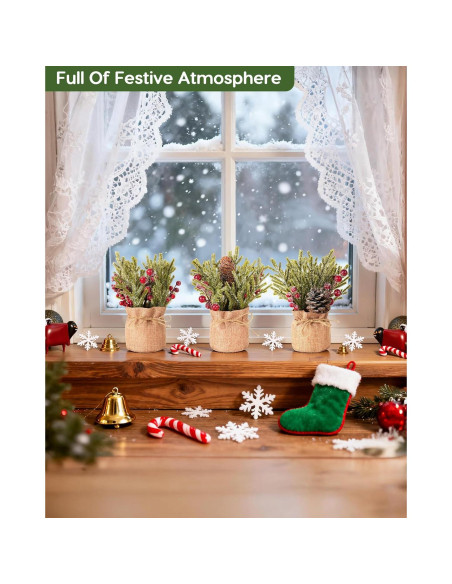 Flores Artificiales Navideñas Velener - 3 Ramas de Pino con Berries