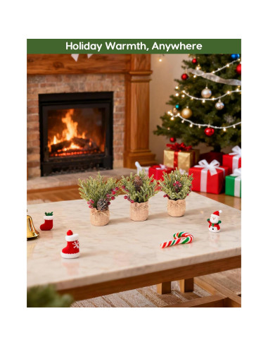 Flores Artificiales Navideñas Velener - 3 Ramas de Pino con Berries