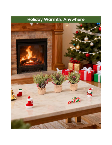 Flores Artificiales Navideñas Velener - 3 Ramas de Pino con Berries