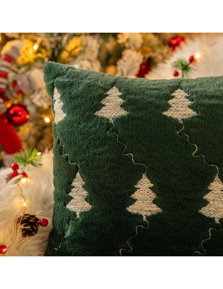 Funda de Cojines Decorativos AQOTHES Verde Bordado Navidad 45x45 cm