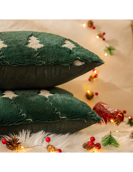 Funda de Cojines Decorativos AQOTHES Verde Bordado Navidad 45x45 cm