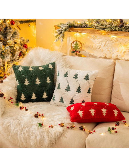 Funda de Cojines Decorativos AQOTHES Verde Bordado Navidad 45x45 cm